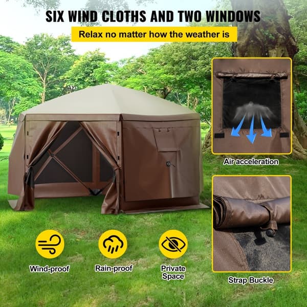 Pop-up camping gazebos, 6-sidet 12' x 12' solskærm. Perfekt til udendørs beskyttelse og skygge!
