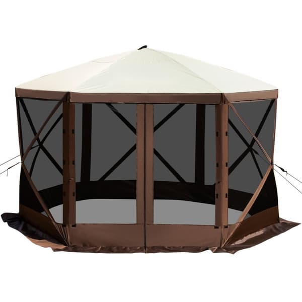 Pop-up camping gazebos, 6-sidet 12' x 12' solskærm. Perfekt til udendørs beskyttelse og skygge!