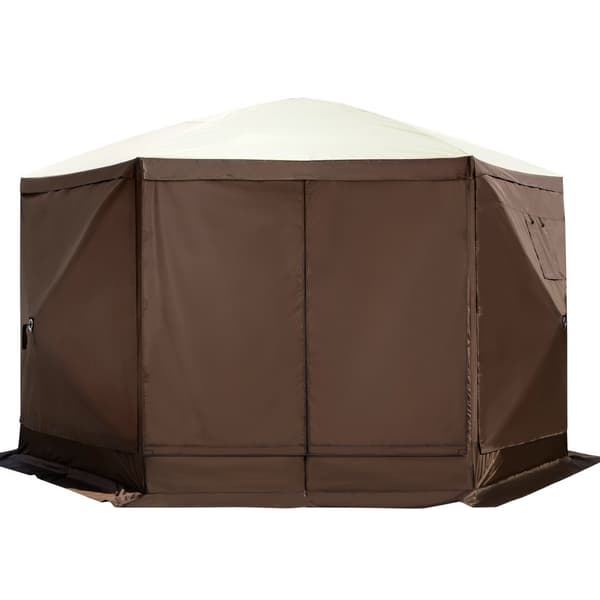 Pop-up camping gazebos, 6-sidet 12' x 12' solskærm. Perfekt til udendørs beskyttelse og skygge!