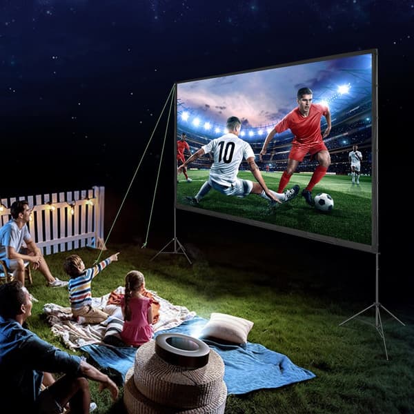 Projektorinäyttö jalustalla, 150" 16:9 4K HD, rypistymätön, kantolaukku, täydellinen elokuva-iltaan kotiteatterissa.