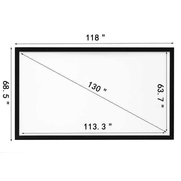 Beamer lærred 288 cm x 162 cm, diagonal størrelse 330 cm, PVC loftmontering, 17,5 kg projektionsflade med 160° synsvinkel.