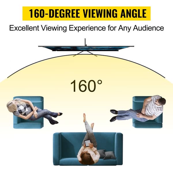 Stativ til 60" projektorskærm 16:9, 4K HD. Rynkefri, højdejusterbar og bærbar - perfekt til film, hjemmebiograf, spil og kontor.