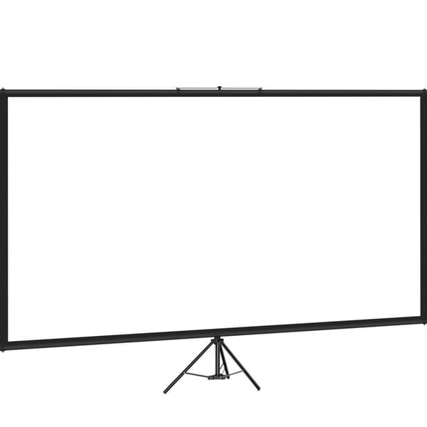 Stativ projektorskærm 80" 16:9 4K HD, rynkefri og højdejusterbar. Perfekt til film, hjemmebiograf, spil og kontor - indendørs og udendørs.