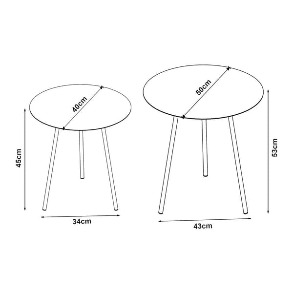 Satsbord Sula set om 2 metall svart [en.casa]