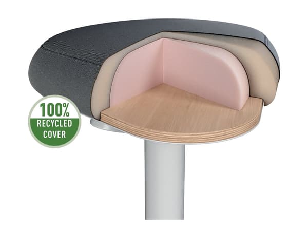 Leitz Ergo Active - Stående skrivebordsstol - ergonomisk - triangulær - roterende - 100 % resirkulert stoff - grå