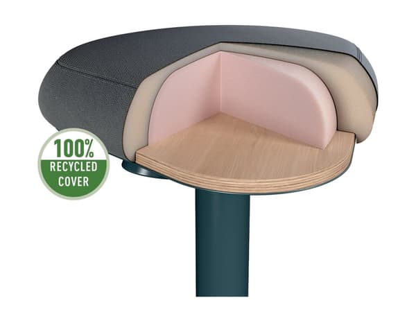 Leitz Ergo Active - Stående skrivebordsstol - ergonomisk - triangulær - roterende - 100 % resirkulert stoff - mørk grå