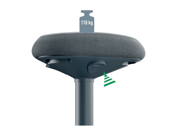 Leitz Ergo Active - Stående skrivebordsstol - ergonomisk - triangulær - roterende - 100 % resirkulert stoff - mørk grå