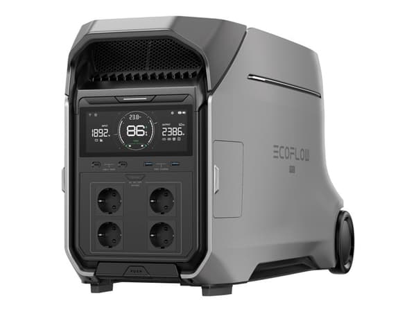 EcoFlow Delta Pro 3 - Bärbar kraftstation - AC 200-240 V - 4000 Watt - litium järn fosfat - Bluetooth, Wi-Fi, CAN - utgångskontakter: 8 - Europa Grå