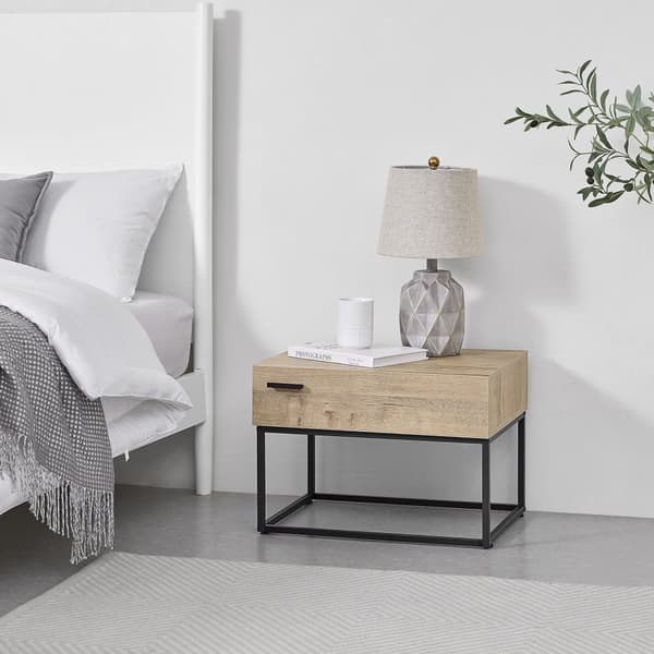 Sidobord Hylte set om 2 metall ekfärg 39x55x40 cm [en.casa]