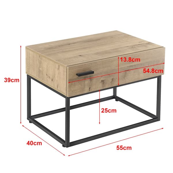 Sidobord Hylte set om 2 metall ekfärg 39x55x40 cm [en.casa]