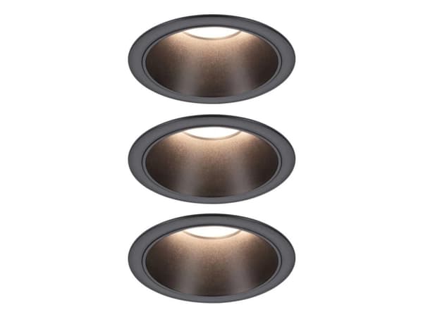 Paulmann Innfelt armatur EBL COLE SET COIN 3-TRINN DIM 3x6W 3x470lm 2700K IP44 230V sort / aluminium Sort