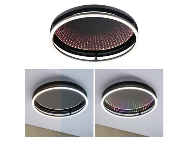 Paulmann Plafoniera SPACEGLOW ONE LED taklampe 3D DIM RGB regnbue 38W 3900lm 3000-6500K fjernkontroll 230V svart / metall