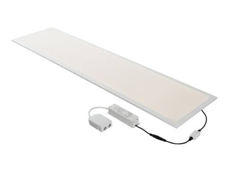 LED-panel Sky OP 300x1200 DIM Q-Box Micro, 830/840, 3920lm/4200lm, 120° spridning, 30W, inkl. fasdimringsbart drivdon och Q-Box Micro