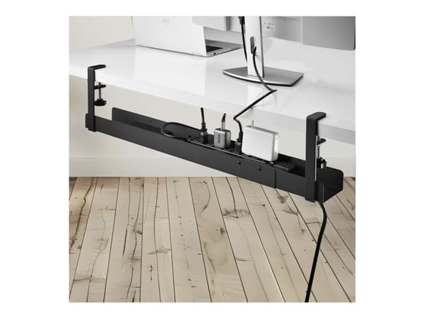 StarTech.com Under Desk Cable Management Tray, Clamp-on Installation - Kabelstyringsskuff - monterbar under skrivebord - svart - 80 cm