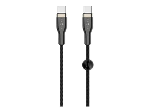 FIXED - USB-kabel - 24 pin USB-C (hane) till 24 pin USB-C (hane) - USB 2.0 - 2 m - USB-strömförsörjning (100W), flätad kabel - svart