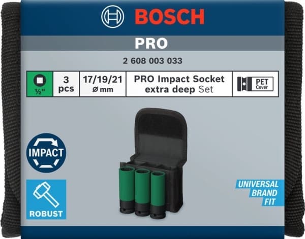 Bosch 1/2'' XL PRO S SOCKET AVAIMET 3 PAKKAUS (1 KPL)