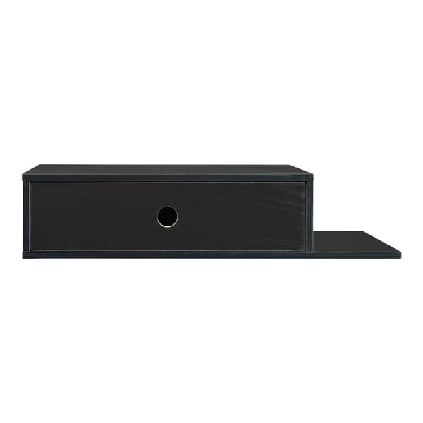 Vägghylla Stor med låda 65x30x15 cm svart [en.casa]
