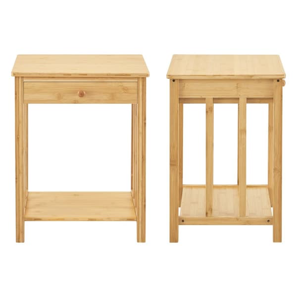 Sängbord Ranua set om 2 bambu 51x40x35 cm [en.casa]