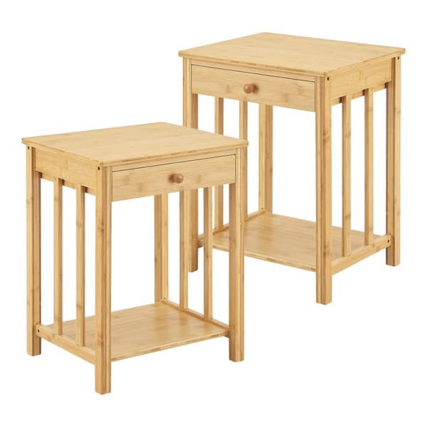 Sängbord Ranua set om 2 bambu 51x40x35 cm [en.casa]