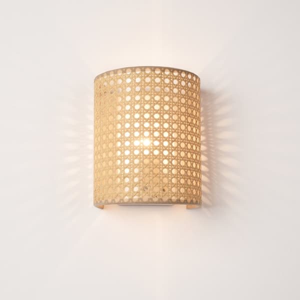 Vägglampa Ascot set om 2 metall rottingkänsla vit 20x16x12 cm [lux.pro]