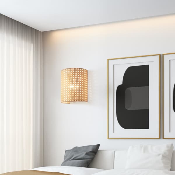 Vägglampa Ascot set om 2 metall rottingkänsla vit 20x16x12 cm [lux.pro]