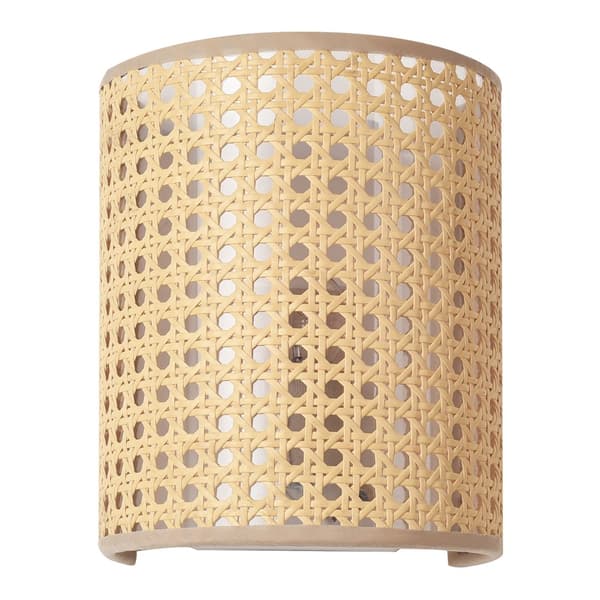 Vägglampa Ascot set om 2 metall rottingkänsla vit 20x16x12 cm [lux.pro]