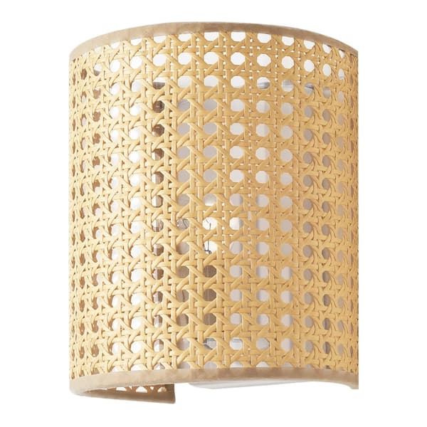 Vägglampa Ascot metall rottingkänsla vit 20x16x12 cm [lux.pro]
