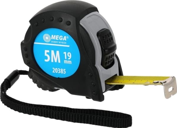 Mega Miara zwijana 8m/25mm,2xstop,zaw.,ce,osł.gum.,karta,mega,mega