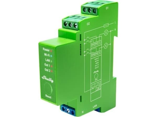 Shelly Pro Series 2PM - - trådlös - 802.11b/g/n, Bluetooth 4.2 - 2400 - 2495 MHz