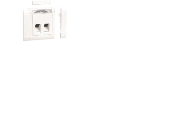 HAGER Komplett datauttag dubbel för AMP 19,3 x 14,8 , inkl. lock och ram RAL 9016