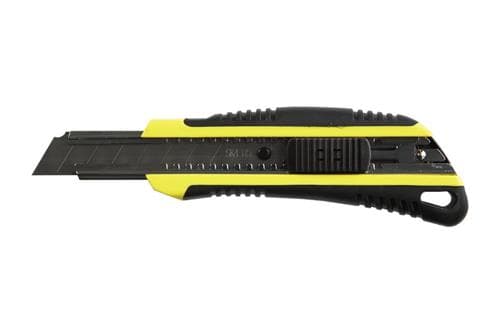 Kniv m/autolås & gummigreb 18mm