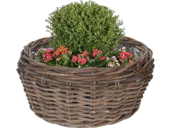 Kubu RATTAN kurv blomsterpotte dekke kurv for blomster planter blomsterpotte 40x18 cm
