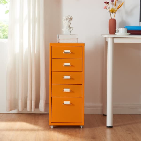 Dokumentskåp Kökar 69x28x41 cm stål orange [en.casa]