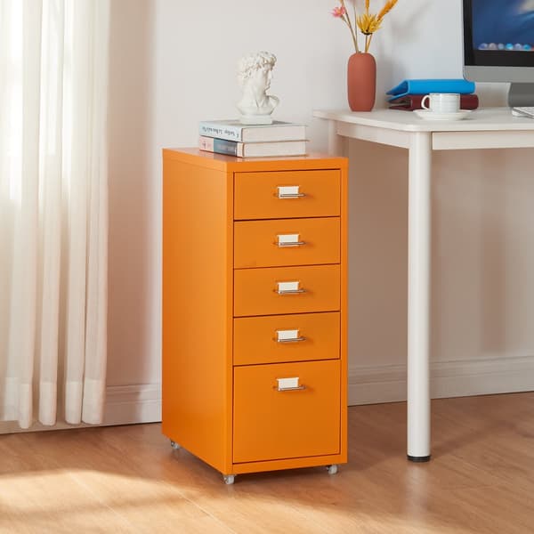 Dokumentskåp Kökar 69x28x41 cm stål orange [en.casa]