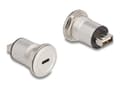 Miniatyrbild 1 av 2: Delock - USB-adapter - 24 pin USB-C (hona) kan monteras på panel till USB (hona) - USB 2.0 - M22-gänga - Black silver