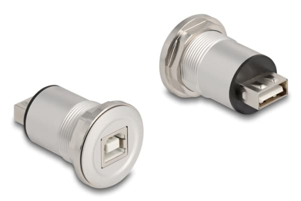 Delock - USB-adapter - USB (hona) kan monteras på panel till USB typ B (hona) kan monteras på panel - USB 2.0 - svart, silver