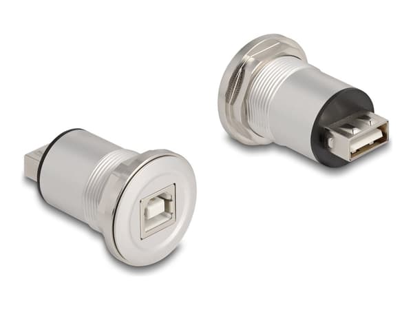 Delock - USB-adapter - USB (hona) kan monteras på panel till USB typ B (hona) kan monteras på panel - USB 2.0 - svart, silver Svart, Silver
