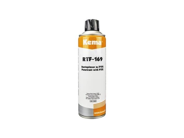 KEMA Ruosteenpoistoaine RTF-169 500ml spray/PTFE, työkaluihin ja koneisiin, kompressoreihin ja jäähdytysjärjestelmiin. Sopii myös lukkoihin
