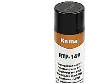 KEMA Ruosteenpoistoaine RTF-169 500ml spray/PTFE, työkaluihin ja koneisiin, kompressoreihin ja jäähdytysjärjestelmiin. Sopii myös lukkoihin
