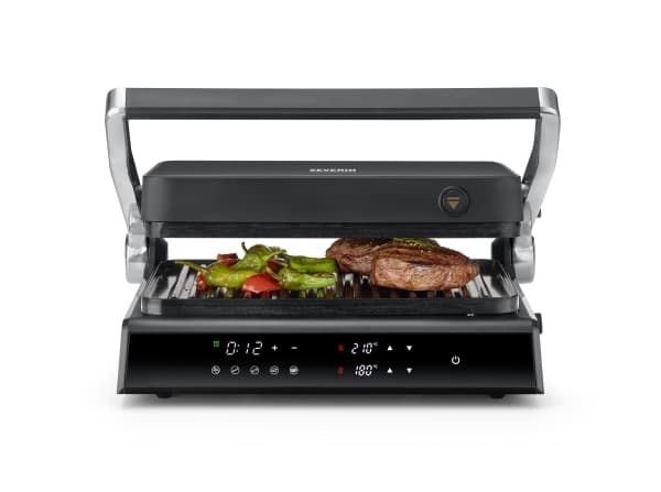Severin KG 2399, musta, ruostumaton teräs, kosketus, 300 x 220 mm, 230 °C, keraaminen, 1800 W