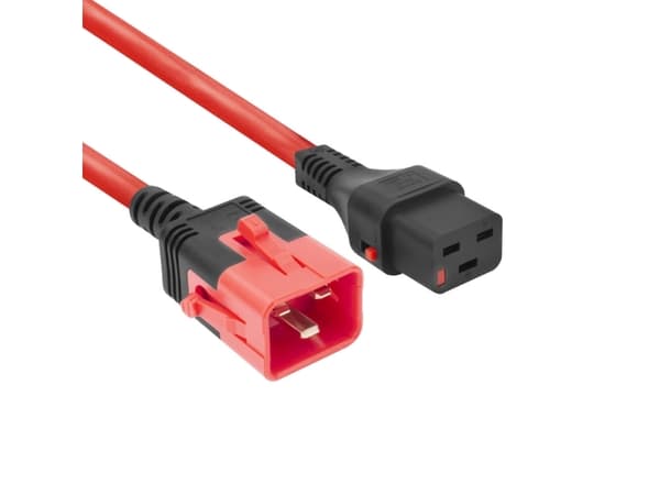 ACT Powercord C19 IEC Lock - C20 IEC Lock Dual Locking red 1 m, PC3633 (PL0021)