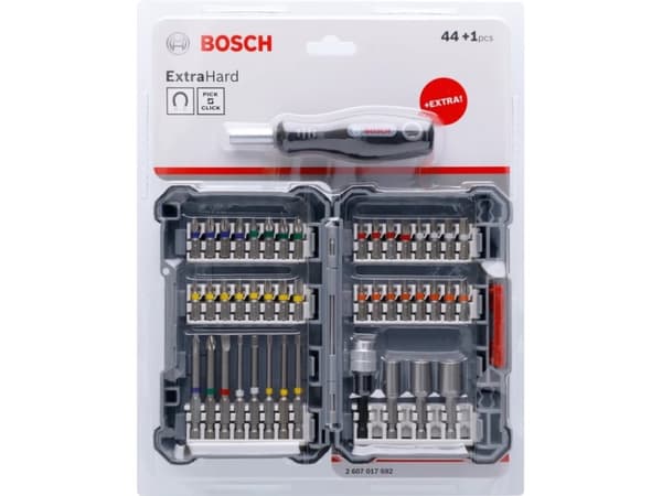 Bosch 2 607 017 692, 45 kpl, Tasainen, Kuusikulmainen (metrinen), Neliö, Torx, PH 1, PH 2, PH 3, PH 4, PZ 2, PZ 3, T10, T15, T20, T25, T27, T30, T40,