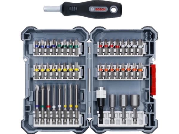 Bosch 2 607 017 692, 45 kpl, Tasainen, Kuusikulmainen (metrinen), Neliö, Torx, PH 1, PH 2, PH 3, PH 4, PZ 2, PZ 3, T10, T15, T20, T25, T27, T30, T40,