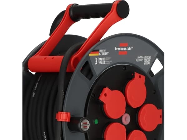 Brennenstuhl 9232250100, Svart, Röd, Plast, 5 AC-utgångar, Rak, 25 m, IP44