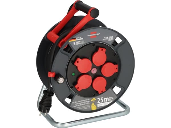 Brennenstuhl 9232250100, Svart, Röd, Plast, 5 AC-utgångar, Rak, 25 m, IP44