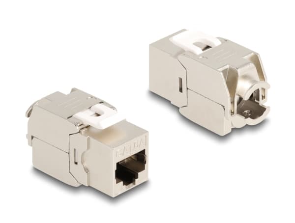 Delock - Modulär insättning - CAT 6a - STP - RJ-45 - vit (paket om 4)