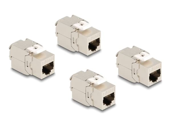 Delock - Modulär insättning - CAT 6a - STP - RJ-45 - vit (paket om 4)