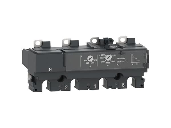 SCHNEIDER ELECTRIC Virtarele TM50D ComPacT NSX 100/160 -katkaisijoille, bimetalli/sähkömagneettinen, nimellisvirta 50 A, 4-napainen 4 suojattu