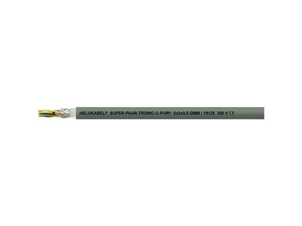 Helukapeli 19119-500 Hinausketjun kaapeli S-PAAR-TRONIC-C-PUR 2 x 0,50 mm² Harmaa 500 m