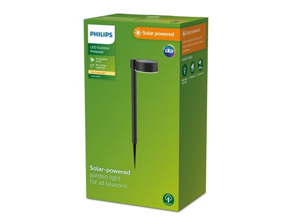 Philips 8720169265646, Utendørs sokkel/stang-belysning, Sort, Plast, IP44, Fasade, Hage, Terrasse, III